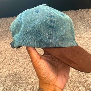 Vintage dad cap denim with brown suede brim
